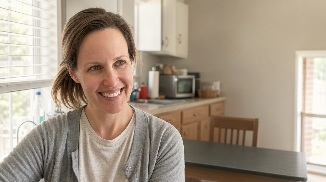 Porch-note mood — warm evening kitchen light