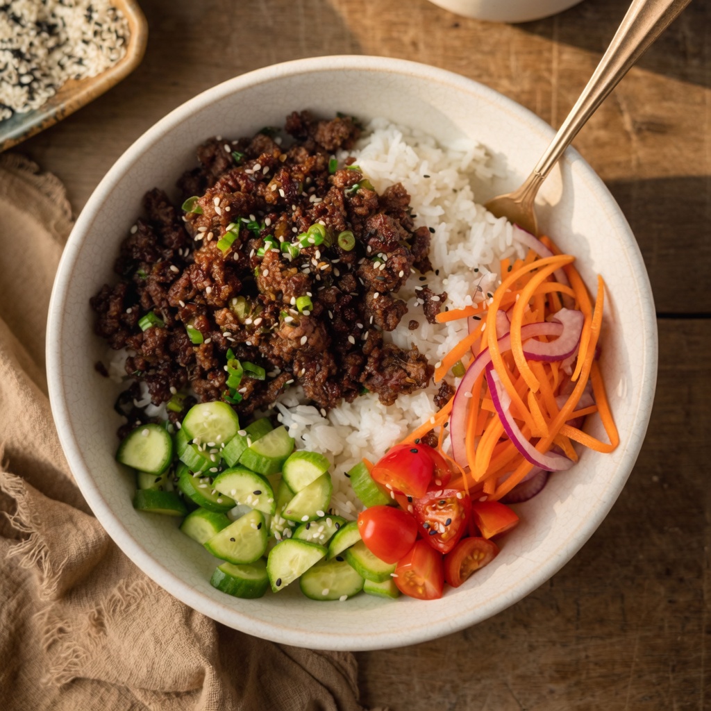 Beef and rice bowls