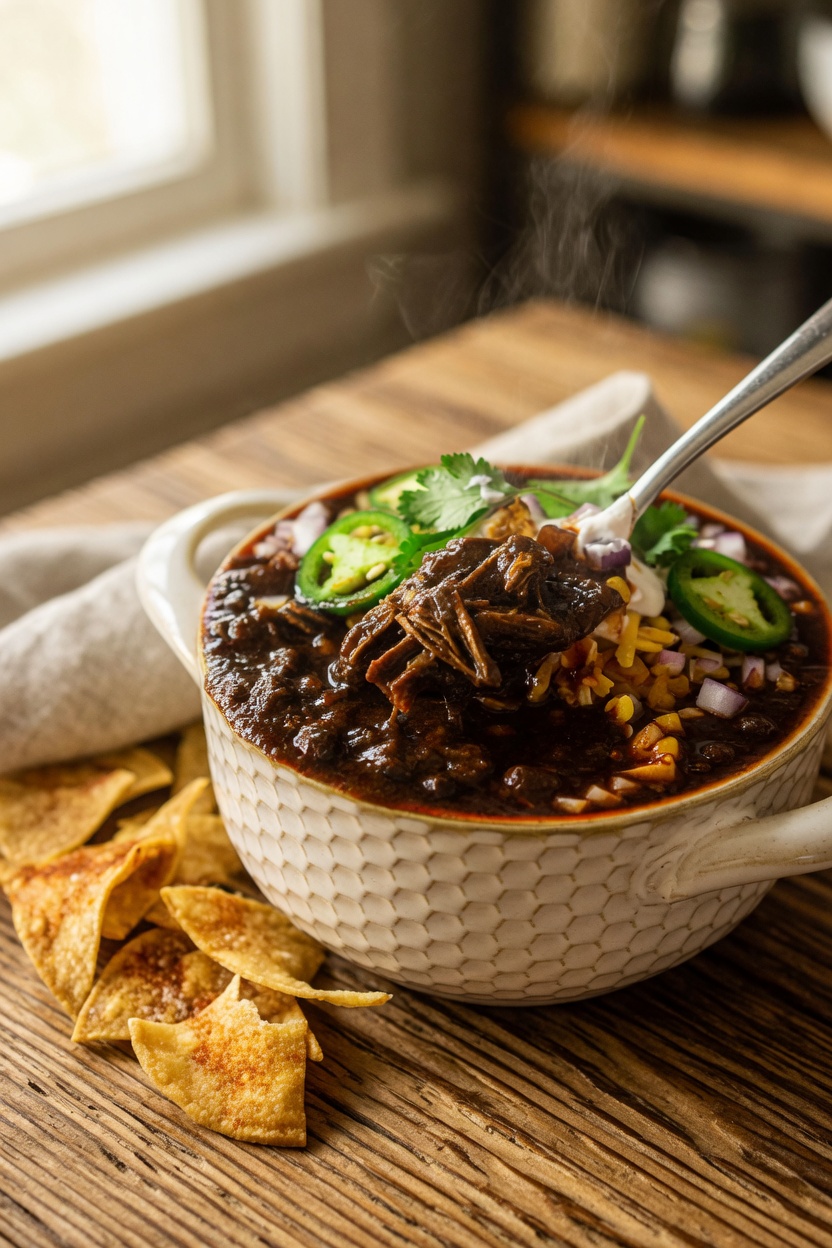 Bowl of short rib chili
